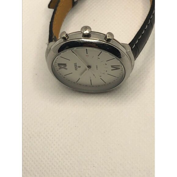 Fossil FTW5021 Women's Black Leather Analog Silver Dial Hybrid Smart Watch HO380 - Picture 6 of 9